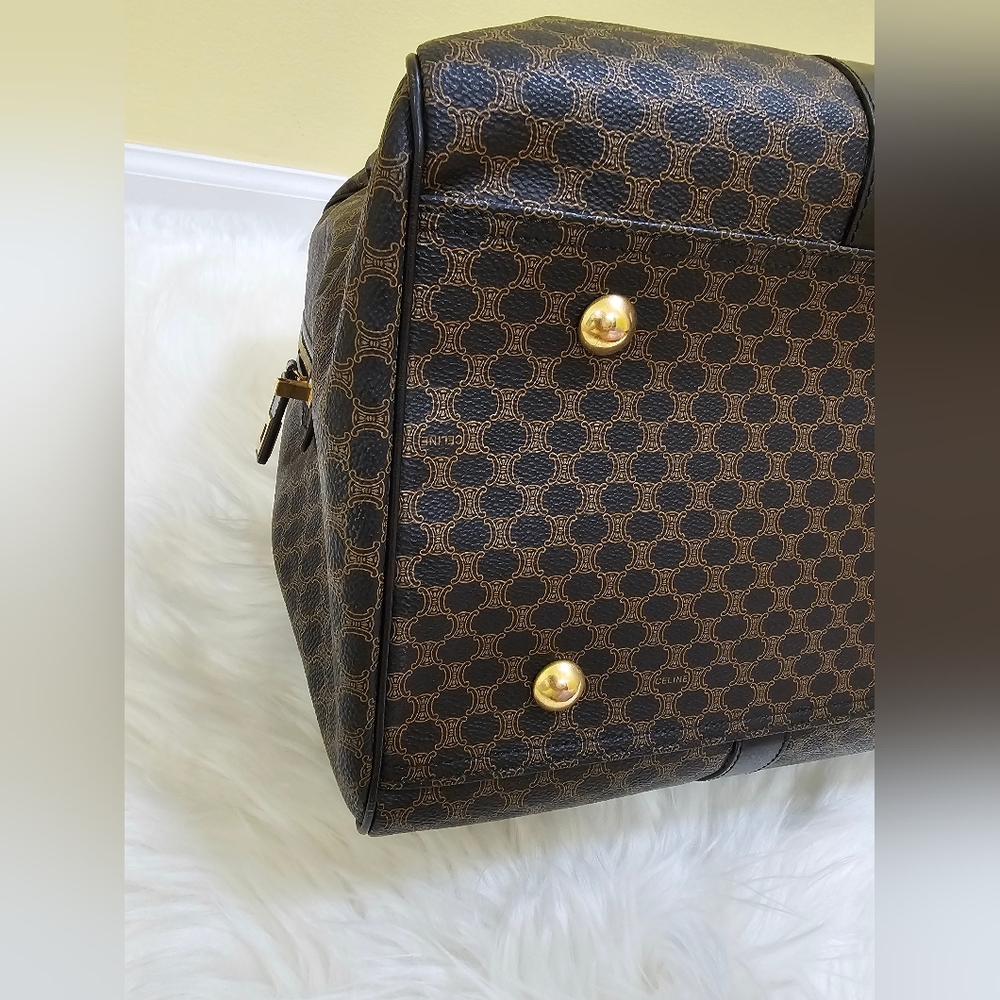 ❤🎉HOST PICK🎉❤️Rare Celine black&brown macadam triumph pvc boston travel MC98/1 - Picture 11 of 17